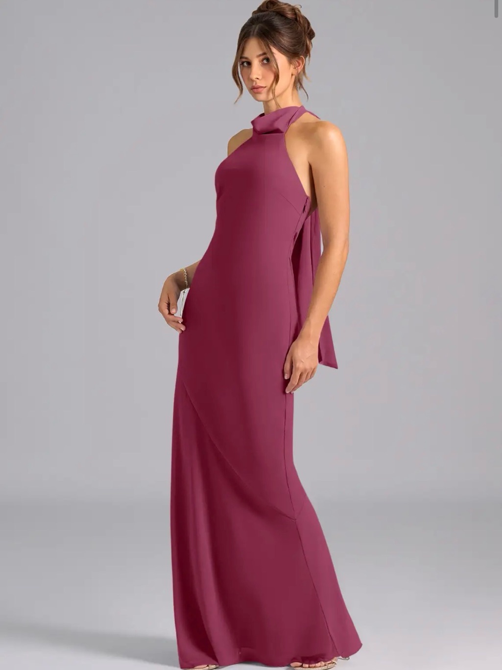 Azazie Velli Mulberry Mermaid High Neck Dress